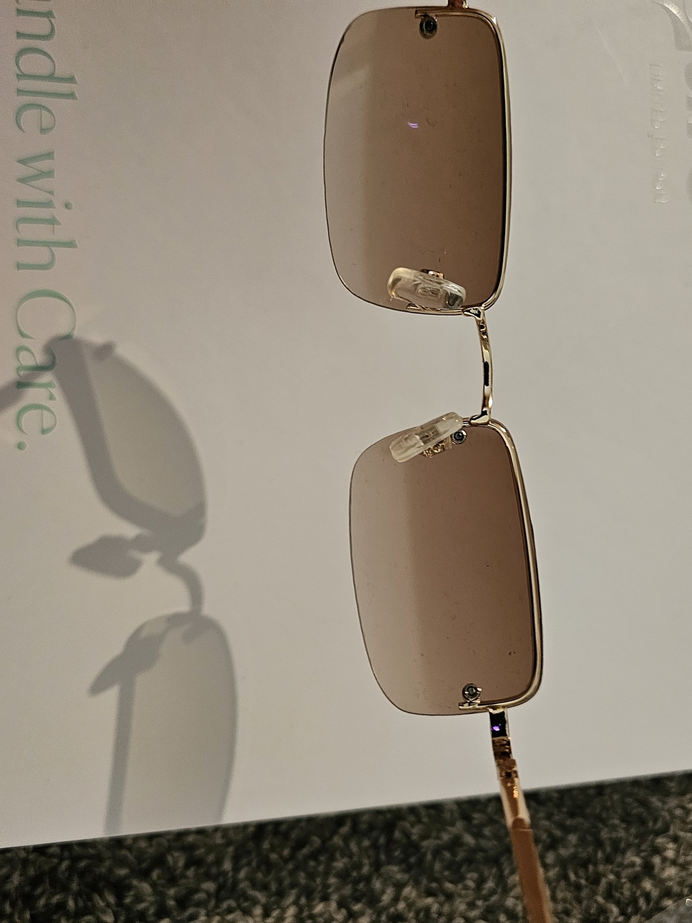 Brown Rimless Rectangular Sunglasses - Unbranded - Picture 4 of 4